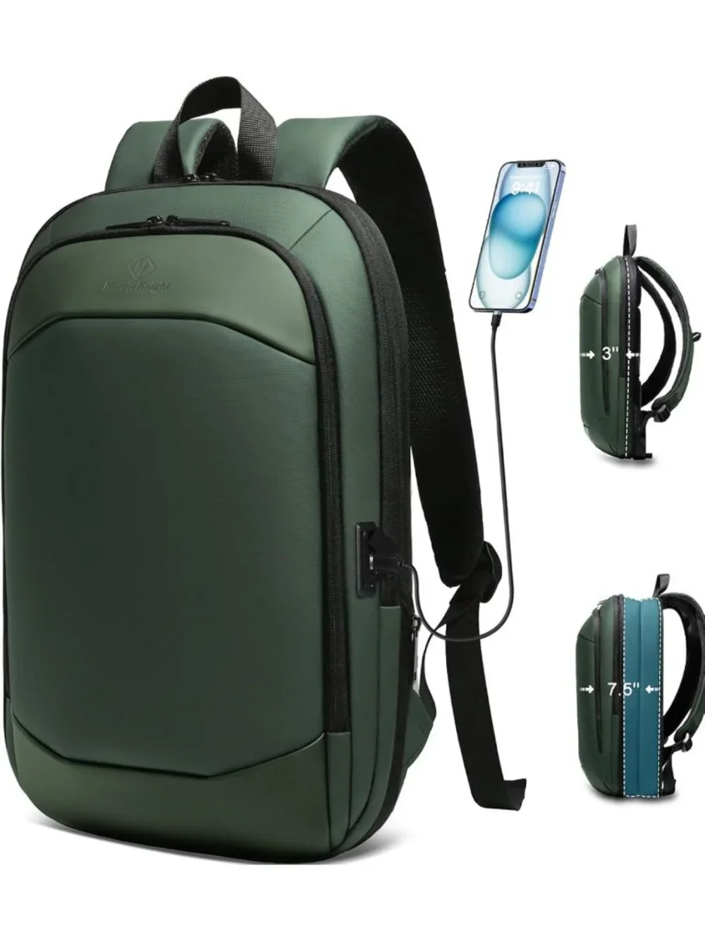Slim Expandable Waterproof Business Backpack with USB Charger, Anti-Theft Laptop